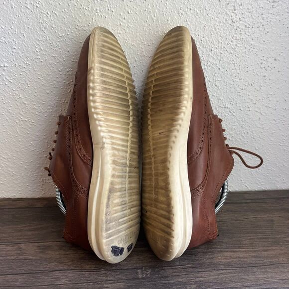 Cole‎ Haan Grand Plus Mens Size 11 Shoes British Tan Leather Wingtip Oxfords - Picture 4 of 7